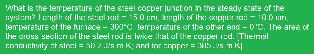 What is the temperature of steel copper junction