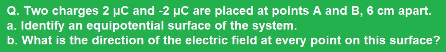 Two charges 2 μC and -2 μC are placed at points A and B