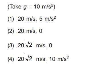 A car starts from rest and accelerates at . At t = 4 s, a ball is dropped out of a window by a person sitting in the car. What is the velocity and acceleration of the ball at t = 6 s?  