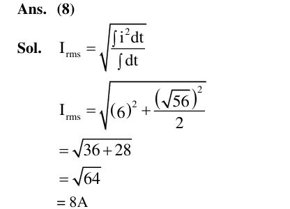 A alternating current at any instant is given by  . The rms value of the current is___________ A.   